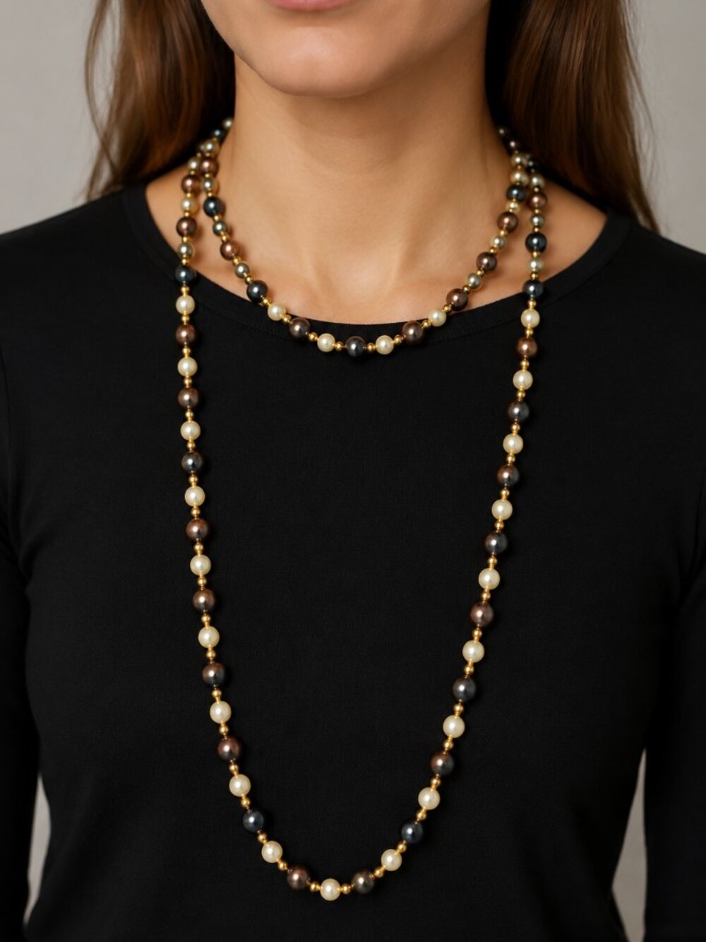 Vintage Marvella Faux Pearl Necklace Set Concealed Clasps 2 Piece